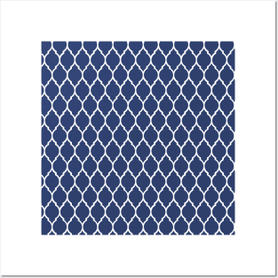 Blue Vintage Abstract Pattern Posters and Art